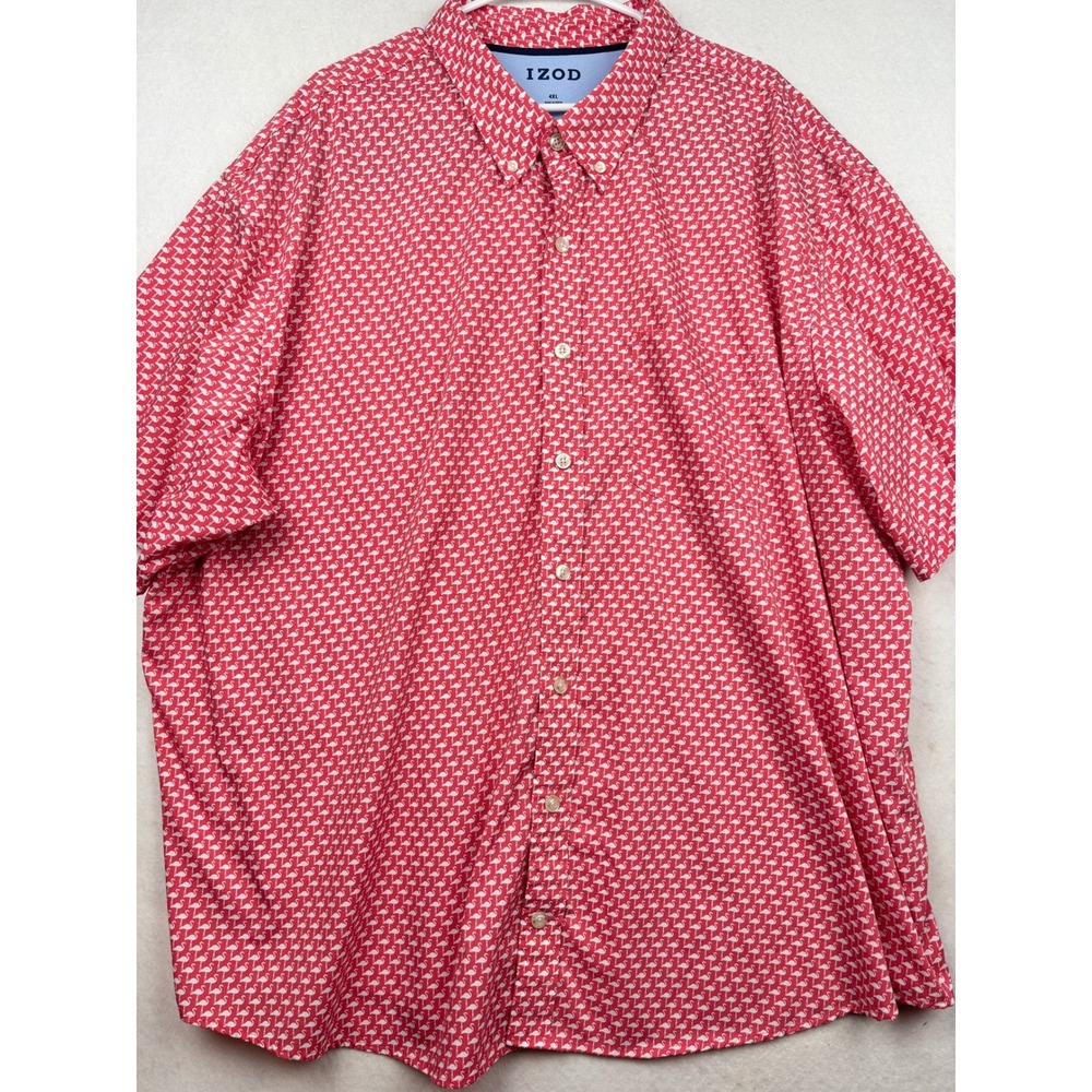 IZOD Button Down Shirt Mens 4XL Flamingo Print Tropical Preppy